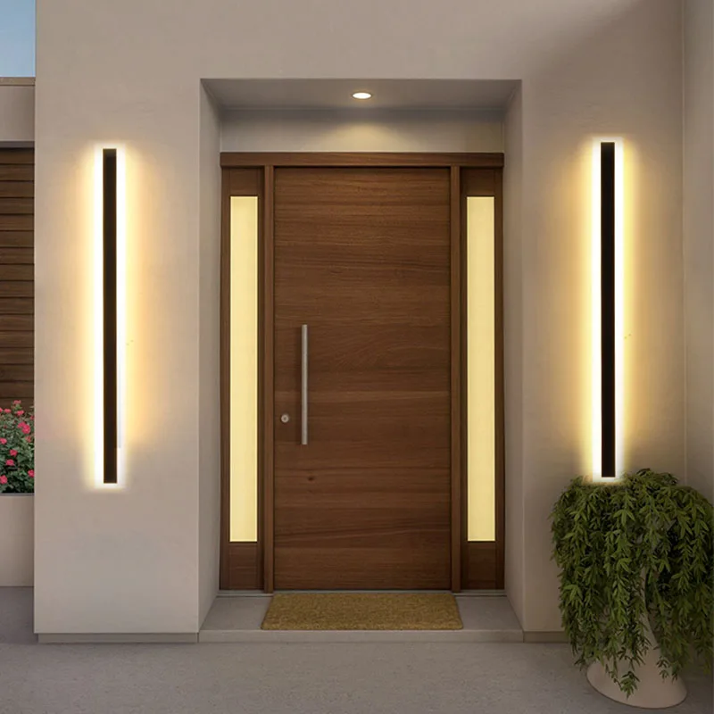 Moderní vodotěsný outdoorové dlouhé svléknout se LED zeď lampa IP65 aluminium zeď lehký sad verandě val lehký 110V 220V val luminaire