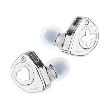 SIMGOT EW300 1DD+1Planar+1PZT Hybrid Driver IEM HIFI Earphones with Detachable Nozzles Silver-Plated OFC IEM Cable for Musician