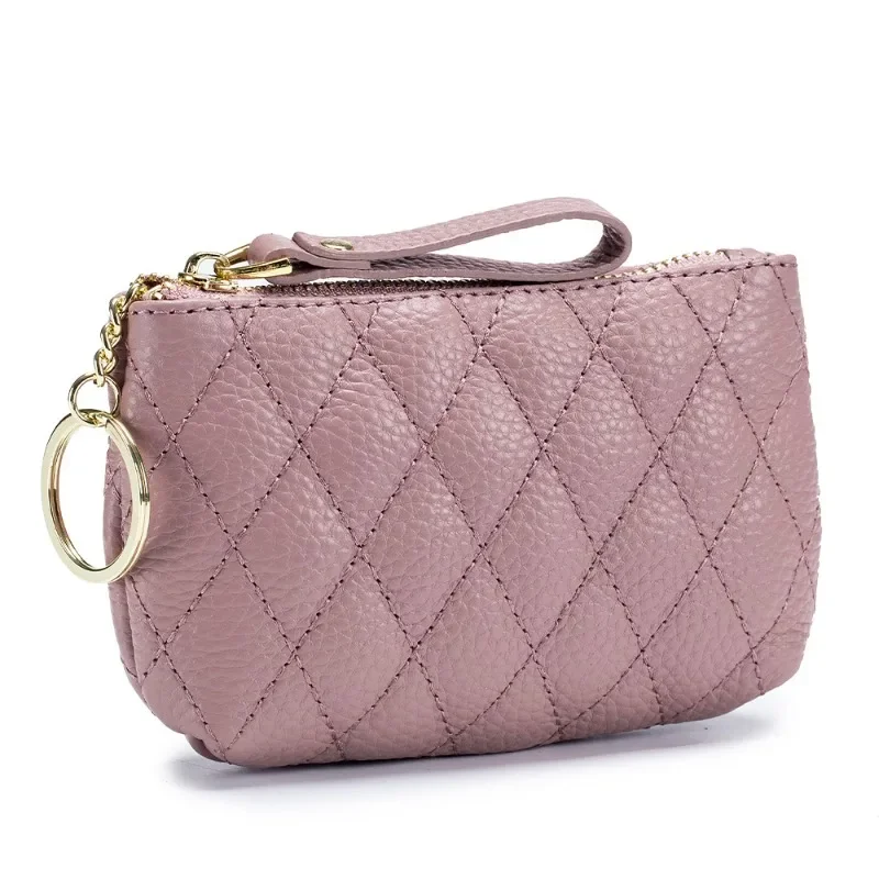 

Кожаный кошелек для монет со стразами, сумка для хранения монет из воловьей кожи, простой маленький кошелек на молнии, Женский кошелек для ключей