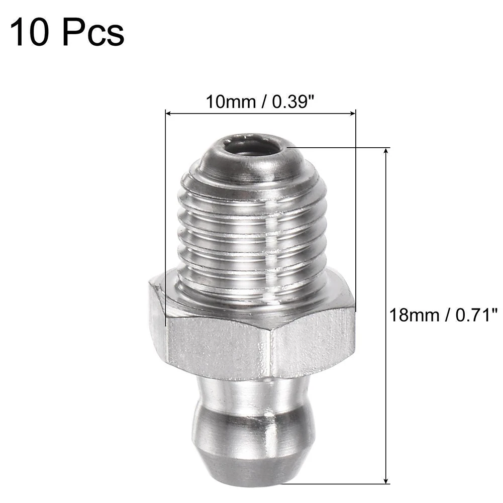 Raccord de Graisse Hydraulique Droit en Acier Inoxydable 304, Filetage M8 x 1mm, 18mm, Recommande les Continents de Graisse, Fournitures pour Machines-Outils, 10 Pièces