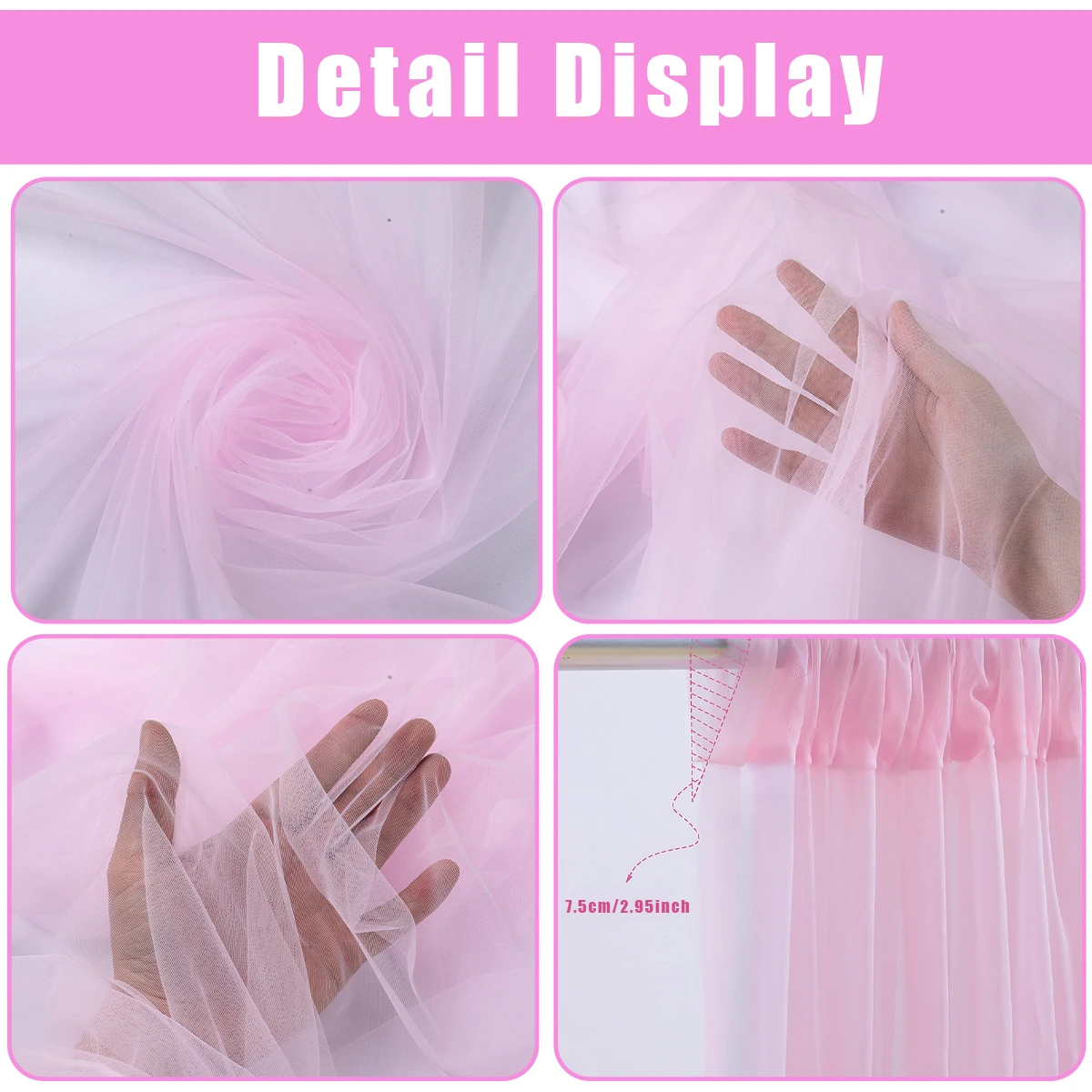 Tulle Backdrop Curtains with Lights 1 Set/2 Pieces For Party Wedding Arch Baby Shower Birthday Party Photo Shoot Decorations birthday background supplies wedding arch cover birthday backdrop decoration birthday party supplies
