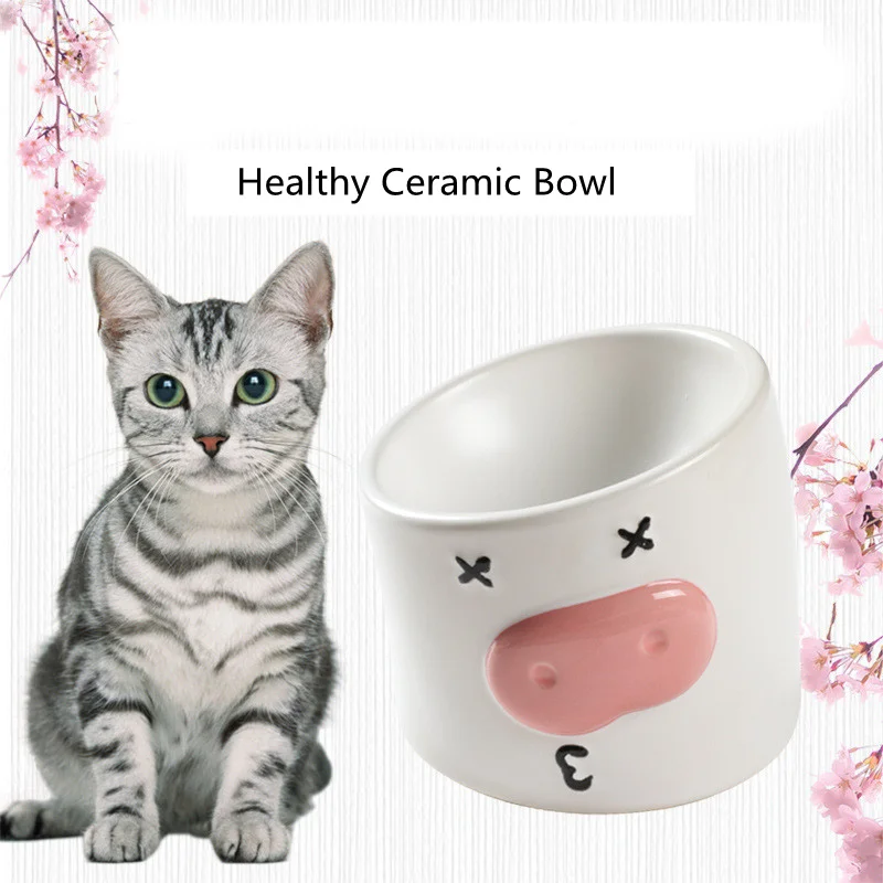 

Cartoon Pig Design Ceramic Pet Cat Dog Bowl Drinking Bowls for Small Puppy Dogs Adult Cats Feeding Food and Water