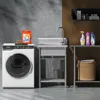Utility Sink Free Standing Single Bowl Kitchen Sink with Cold and Hot Water Pipe Stainless for Laundry Room Bathroom Farmhouse 6