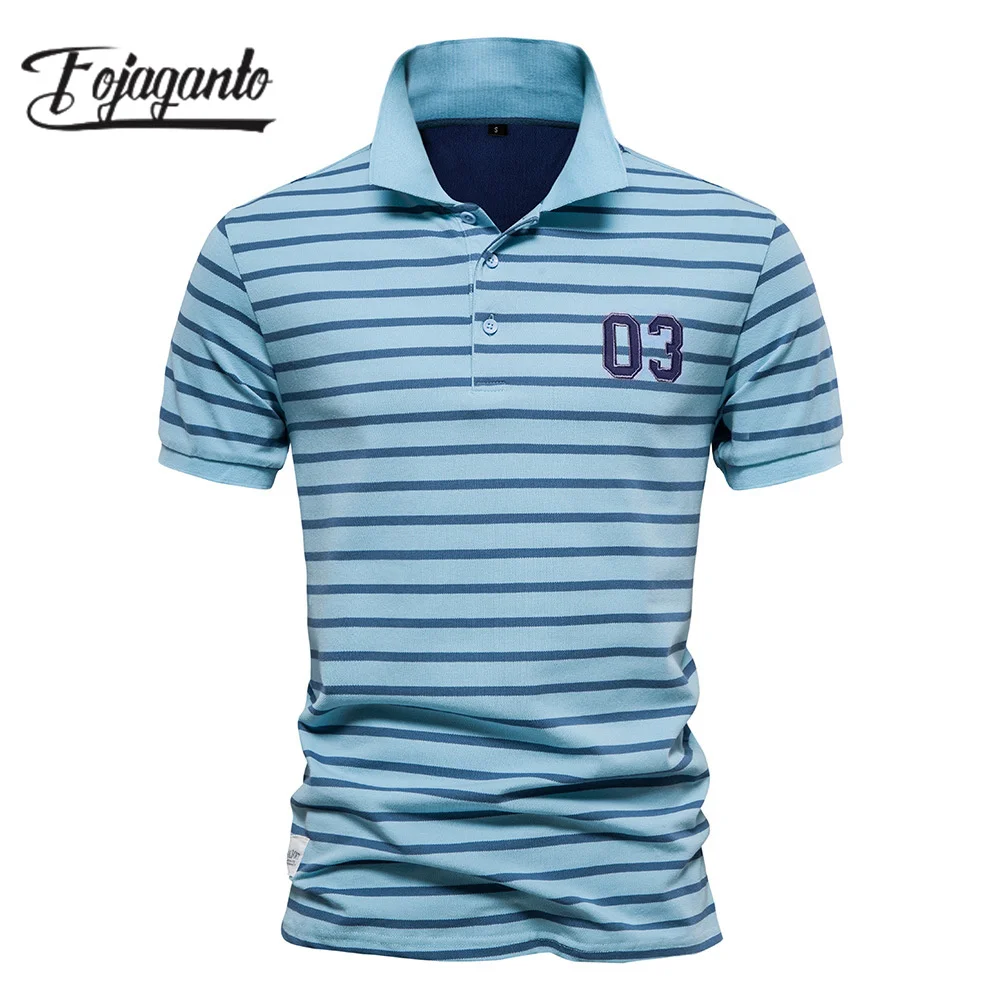 

FOJAGANTO Outdoor Casual Polo Shirt For Men Striped Street Wear Cardigan Slim Top High Quality Design Selling Polo Shirt For Men