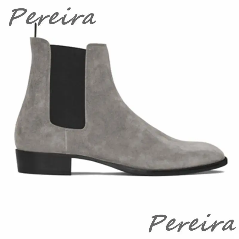 Fashion Slip-On Men's Chelsea Boots Pointed Toe Solid Color Ankle Boots Spring Autumn Outdoor Breathable Comfortable Male Shoe