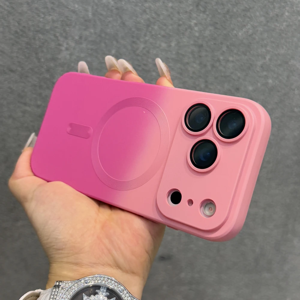 Luxury Matte Gradient Soft TPU Phone Case with Wireless Charging Capability