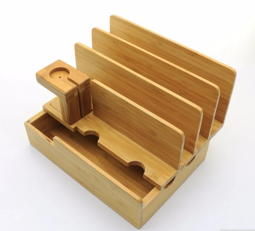 Besegad Bamboo Charging Charger Dock Mount Holder Station for Apple Watch iWatch Series 6 5 4 3 38/42mm iPhone 14 13 12 11 10 X