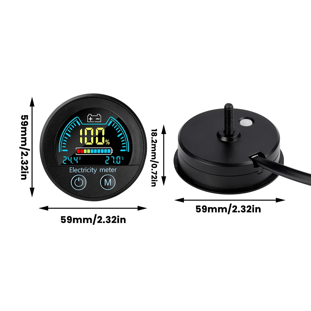 DC 7-100V 디지털 전압 충전 표시기 방수 원형 2선식 DC 전압계 다양한 배터리 유형과 호환 가능