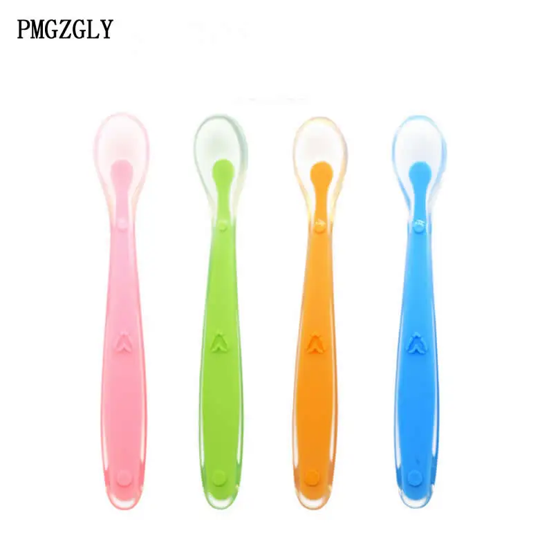 Description Picture 4 of itemBaby Feeding Spoons Training Children Infant Temperature Sensoning Food Grade Flatware Tableware Cutlery Silicone Spoon With Box
