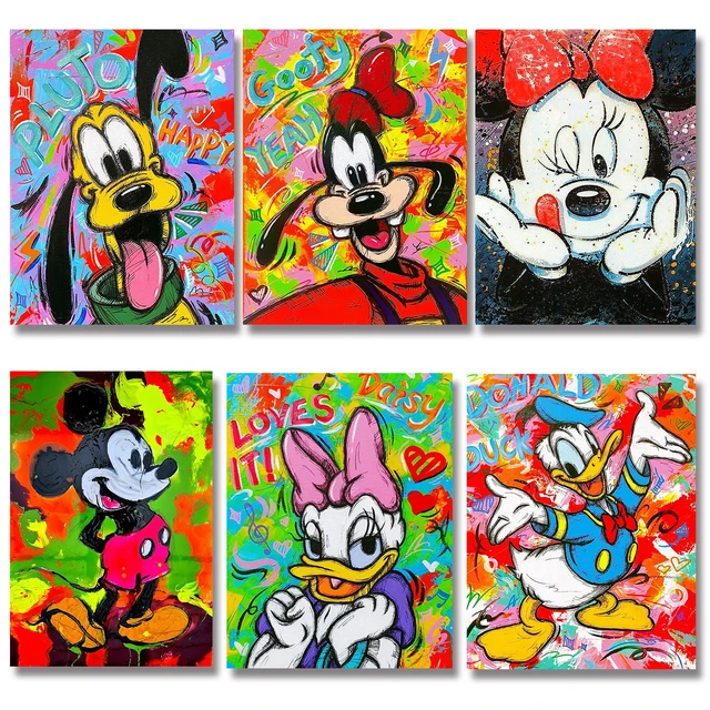 Mickey Minnie Goofy Pluto Oil Painting Disney Iron on Patches Sticker on  Clothes Garment Accessories Diy