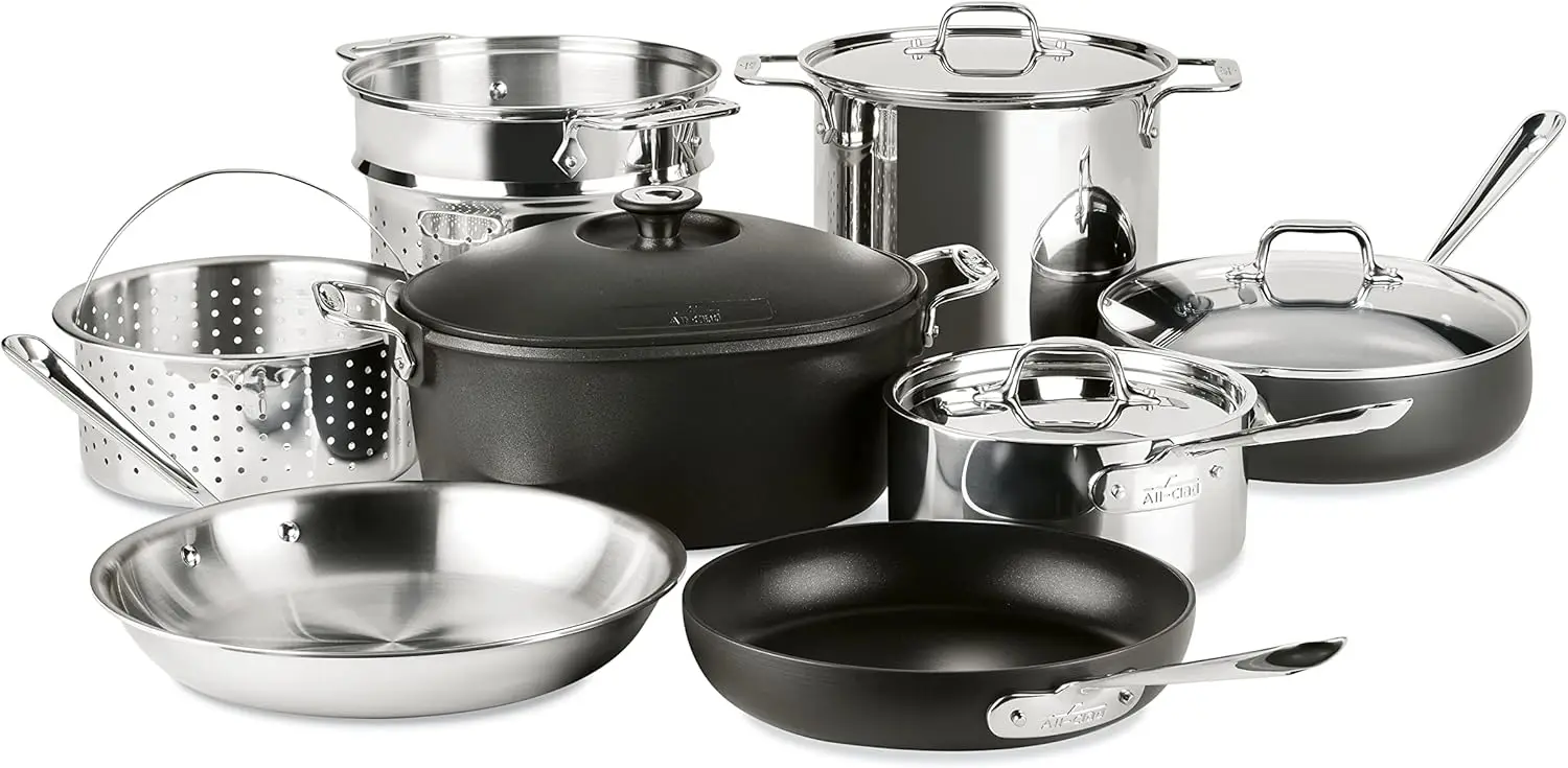 

All-Clad Multi Material Cookware Set, 12-Piece, Silver and Black
