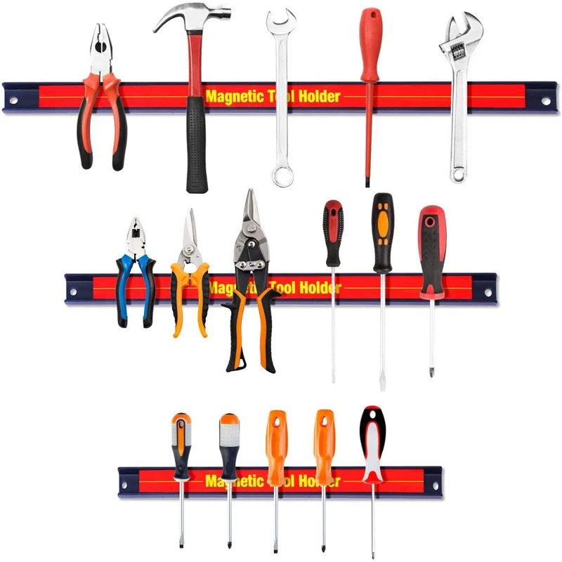 Heavy-duty Ímã Ferramenta Bar Strip Rack, suporte de ferramentas magnético, Chave Organizador Wall Mounted Armazenamento Ferramenta Bar Strip Rack Espaço