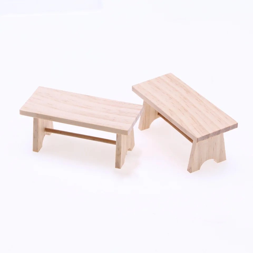 Set Mobili In Miniatura In Legno Scala 1:12 - Tavolo E 2 Panche Per Casa Delle Bambole, Accessorio Fai Da Te - 4