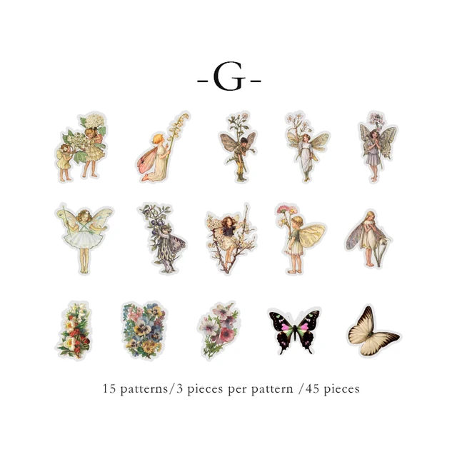 Mr.paper Boxed Flower Fairy Diary Series Decorative Diary Stickers Scrapbook Planner Japanese Decorative Stationery Stickers G