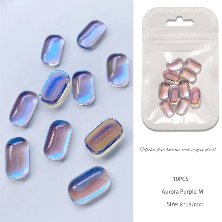 10PCS Ice cube Shape Nail Art Shiny Diamond  Aurora Crystals Rhinestones 3D Strass Charm Glass Manicure Nail Accessories Gem