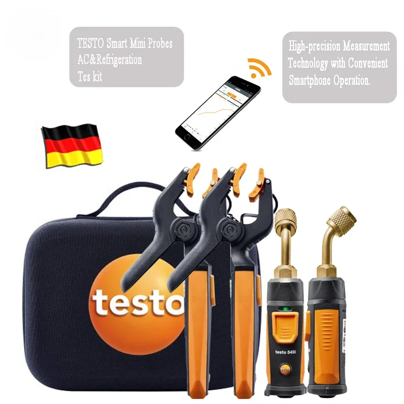 Testo 0563 0002 10 Sonde Intelligenti Kit Di Test Ac E Refrigerazione 2 Pezzi Testo 115I E 2 Pezzi Testo 549I Wireless Smart Bluetooth