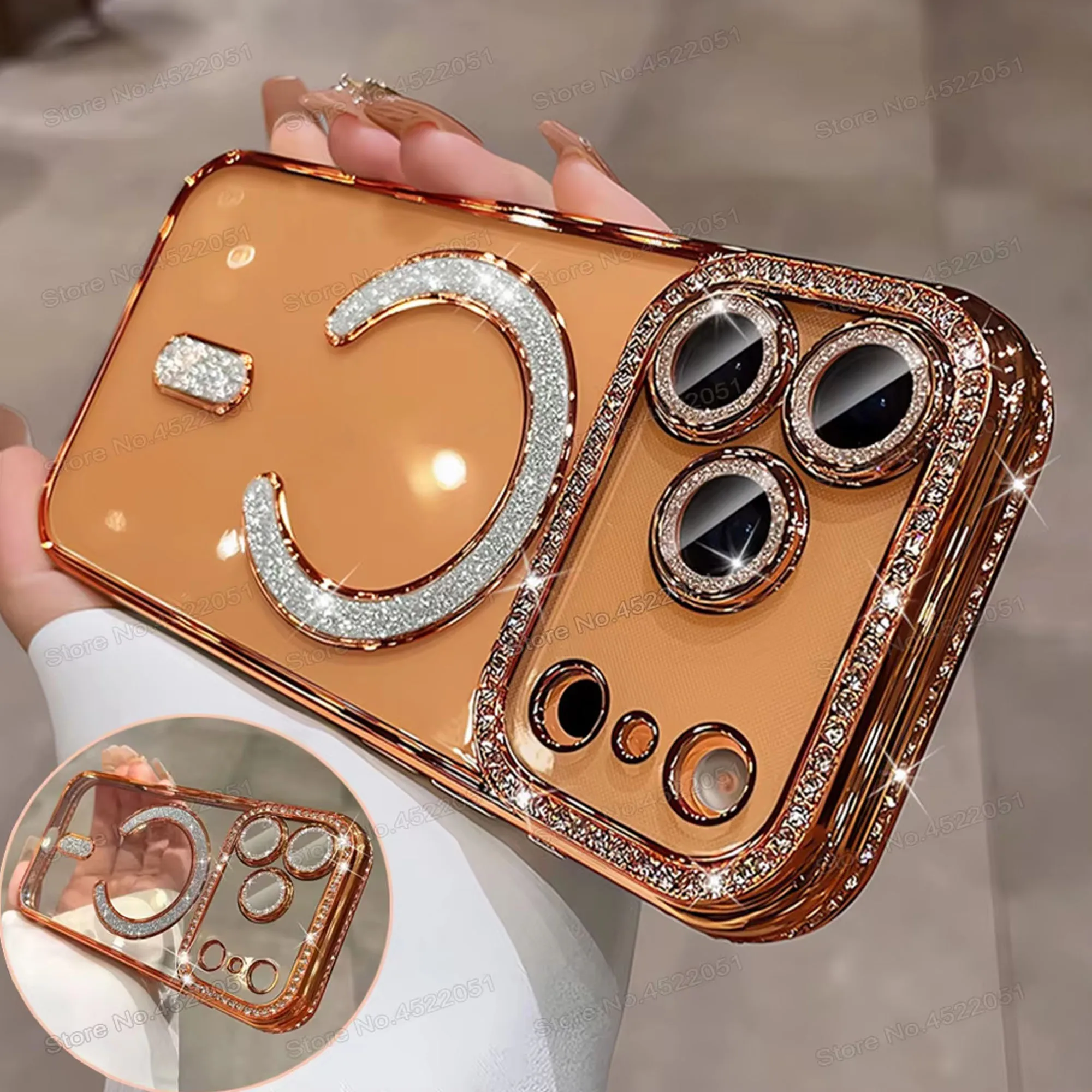Glitter Rhinestone Diamond Magnetic Phone Case with Magsafe Compatibility