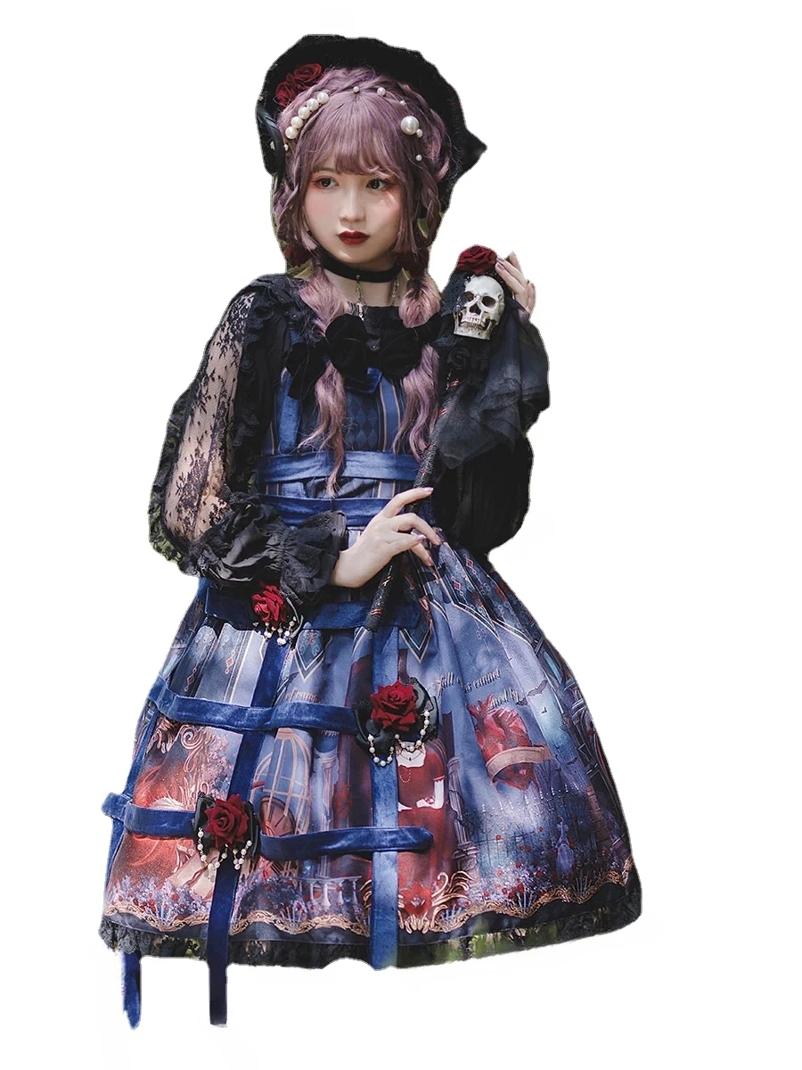 Steampunk Gothic Lolita Dress Fairytale Chiffon Sleeveless Lolita JSK Dress By Infanta
