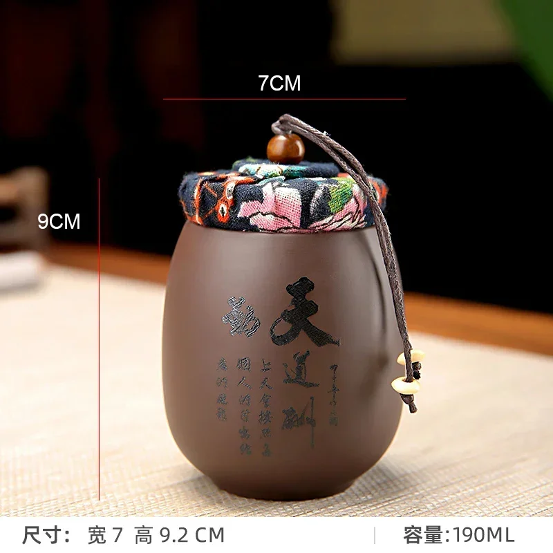 Tea Canister Ceramic Storage Jar Airtight Container Purple Clay Tea Jar Pu Erh Tea Box for Home Use