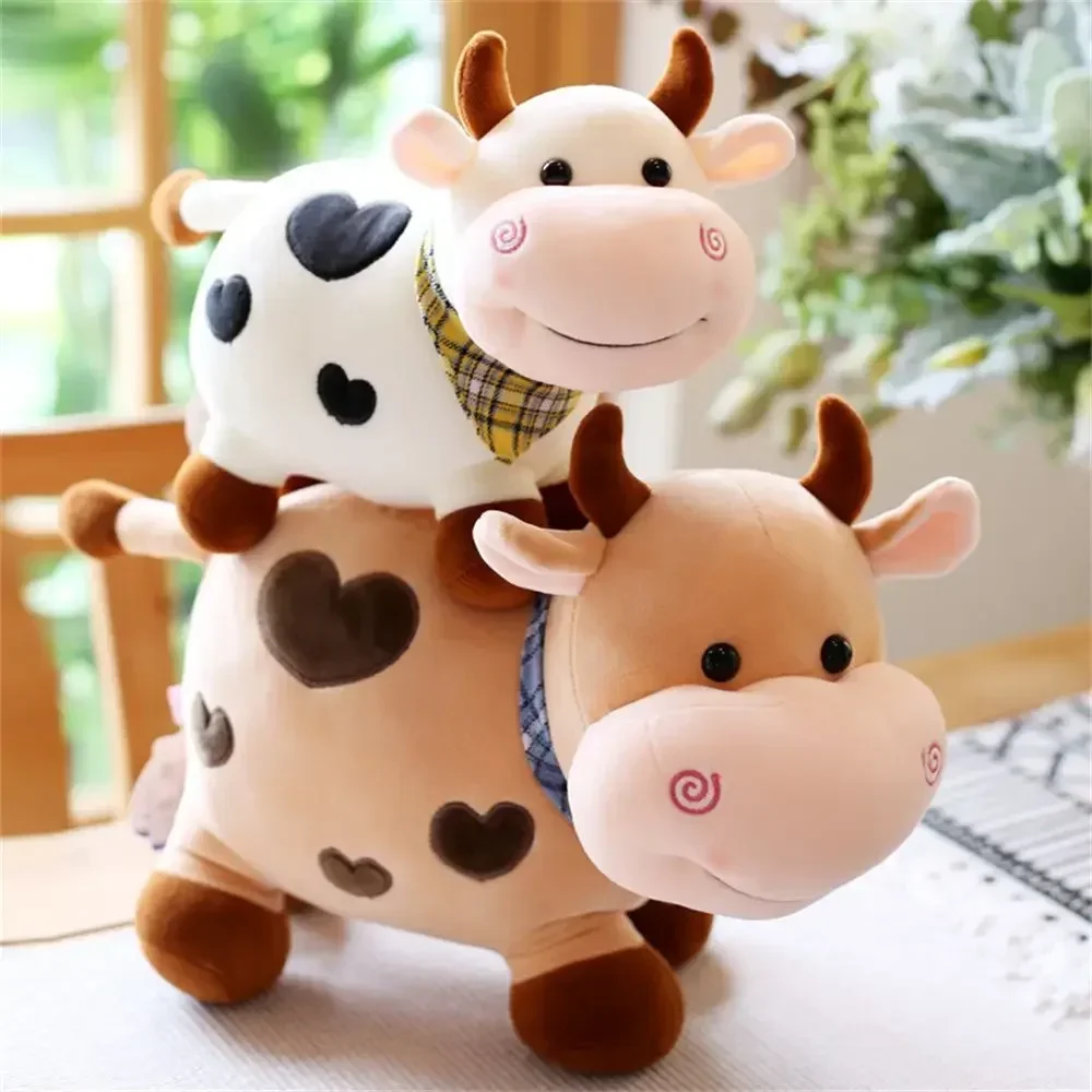 Cartoon Cute Cow Plush Toy Soft Animal Cattle Plush Toy Kawaii For Girls Cotton Animal Doll Filled Home Decoration