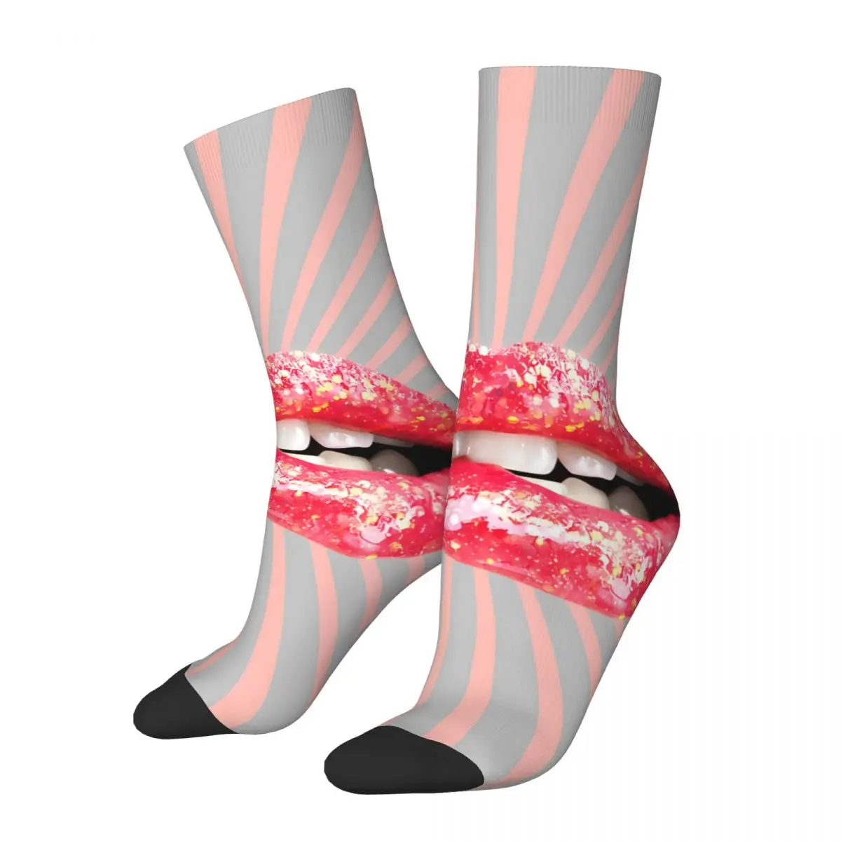 

В стиле ретро розовые сексуальные носки с губами мужские Мужские Женские Весенние чулки хип-хоп