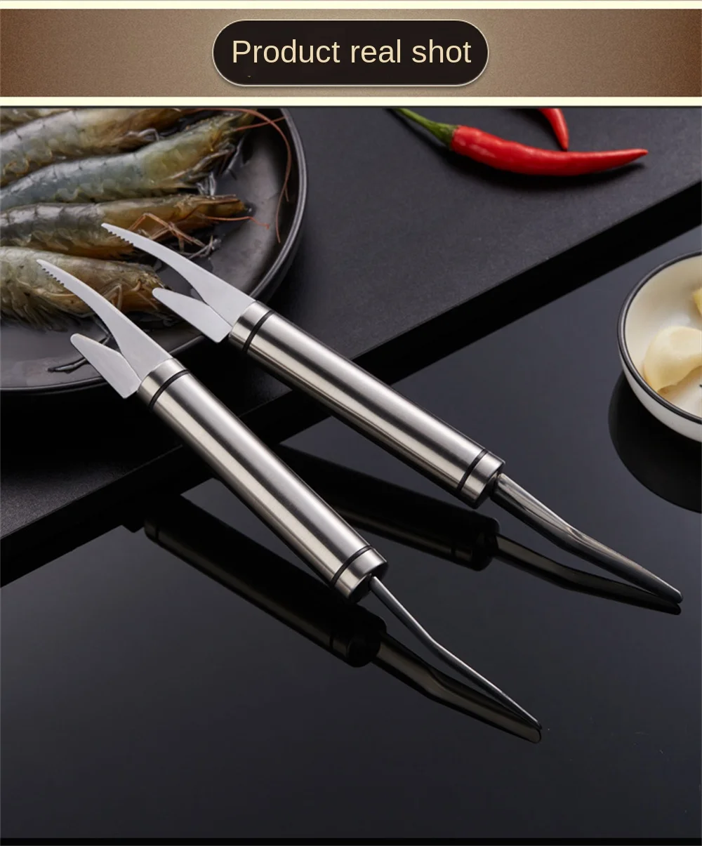 Description Picture 6 of itemNew Shrimp Peeler Knife 304 Stainless Steel Prawn Devein Peel Shrimp Knife Multifunction Lobster Shell Peel Tool Seafood Tool