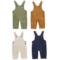 Toddler Baby Boys Girls Spring Summer Sling Jumpsuit Pants Solid Color Sleeveless Suspender Pants Baby Overall Rompers 1