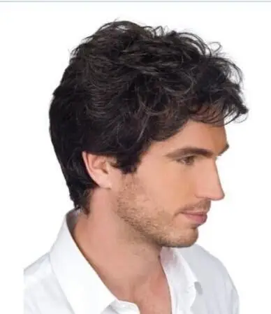 curto preto pixie corte para homens fibra