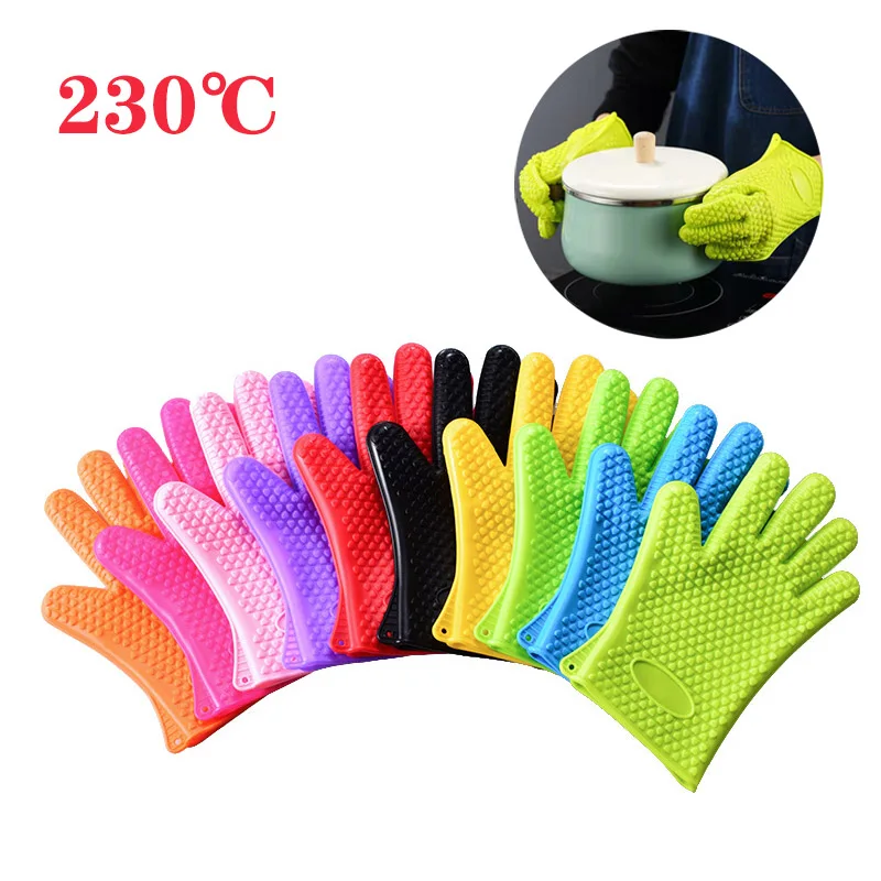 Baking Silicone Microwave Oven Gloves BBQ Grill Gloves Heat Resistant Oven Mitts Kitchen Gadgets
