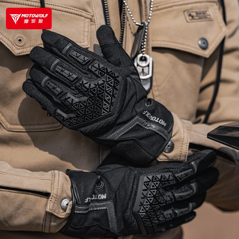 Men's Full Finger Touch Screen Motorcycle Gloves TPR Protector
