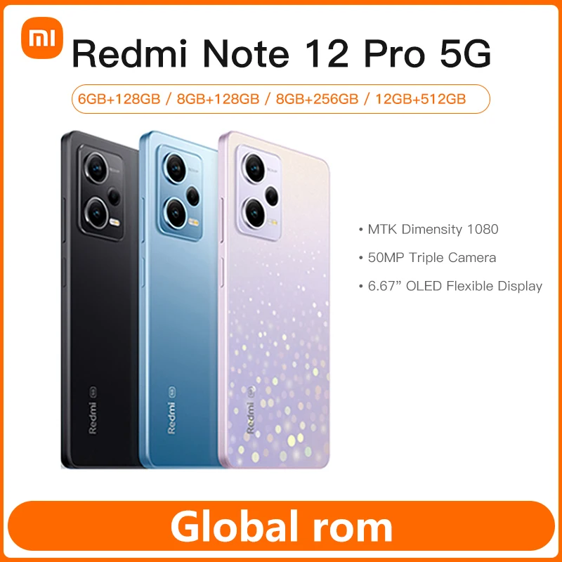 Global Rom Xiaomi Redmi Note 12 Pro 5G 128Gb / 256Gb Dimensity 1080 Octa Core 6.67 "Display Oled 5000Mah Batteria 67W