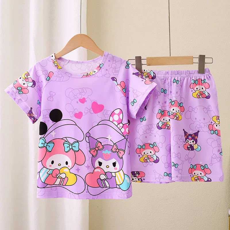 

New Summer Children's Pajamas Baby Girls Short Sleeved Shorts Air-conditioned Clothing Two-piece Home Clothing Set