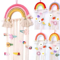 INS Weave Rainbow Baby Hair Clips Accessories Holder Princess Girls Hairpin Hairband Storage Pendant Jewelry Wall Ornaments 1