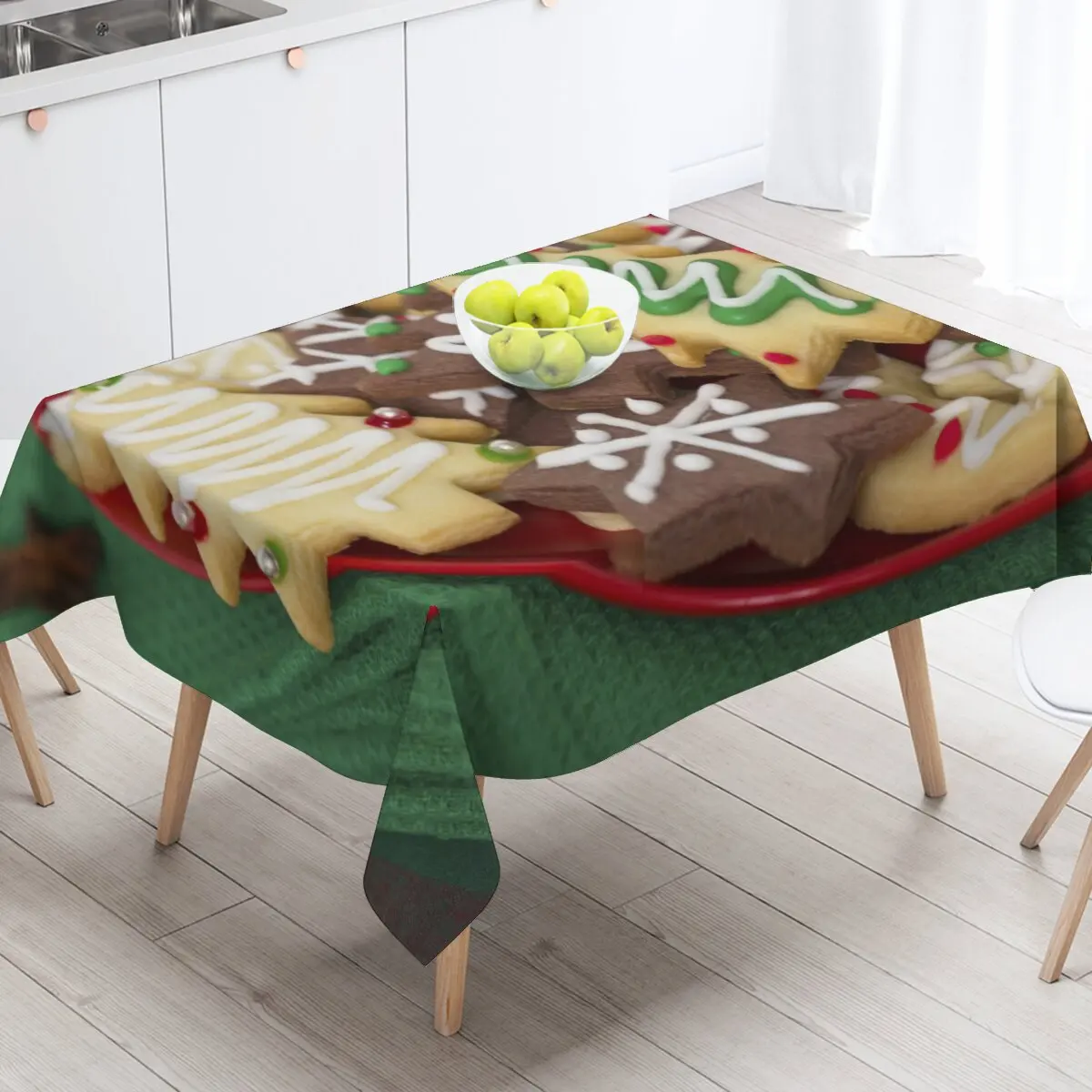 

European Rectangular Tablecloth Colorful Christmas Tree Pattern Dustproof New Year Wedding Tablecloth Restaurant Decoration