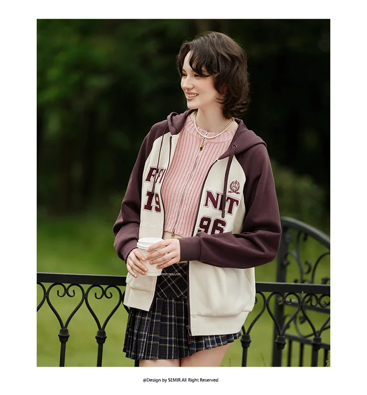 Jacket Women Hooded Shoulder Sleeve Loose Autumn New Embroidery Color-blocking Jacket