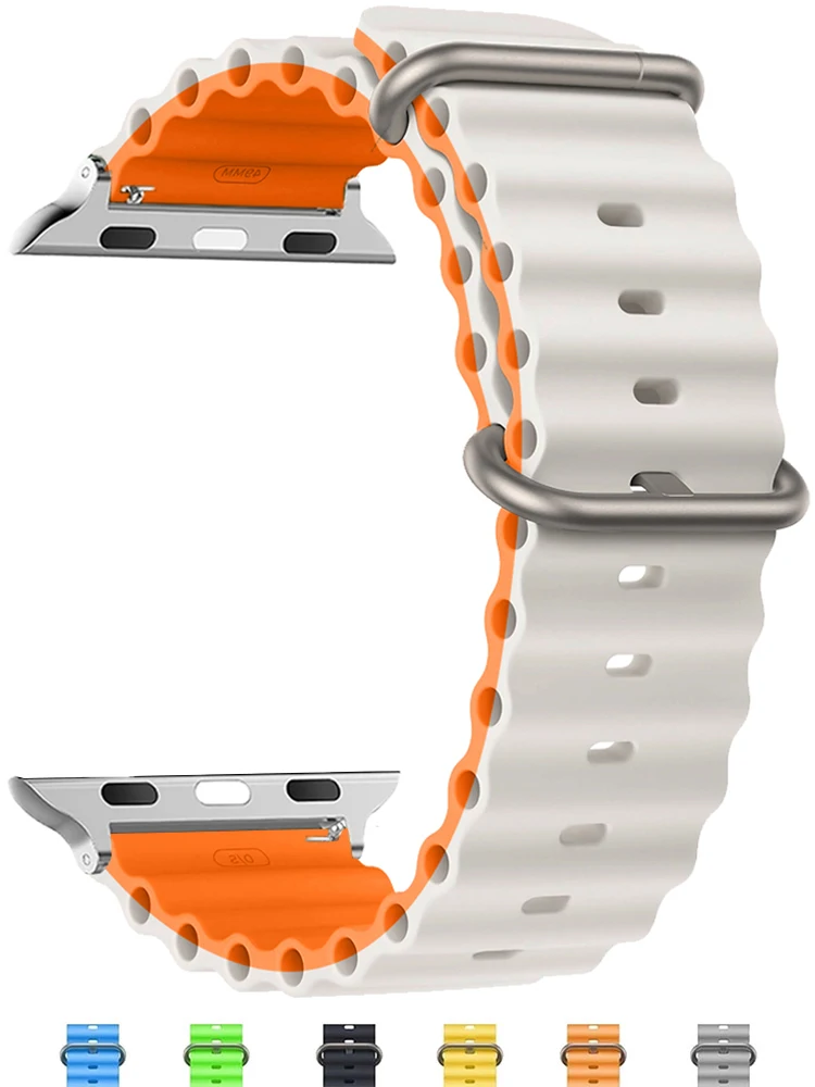 

Ремешок силиконовый для Apple Watch Band, аксессуары для iWatch Ultra 2 Series 7 6 se 8 9, 45 мм 44 мм 49 мм 40 мм 41 38