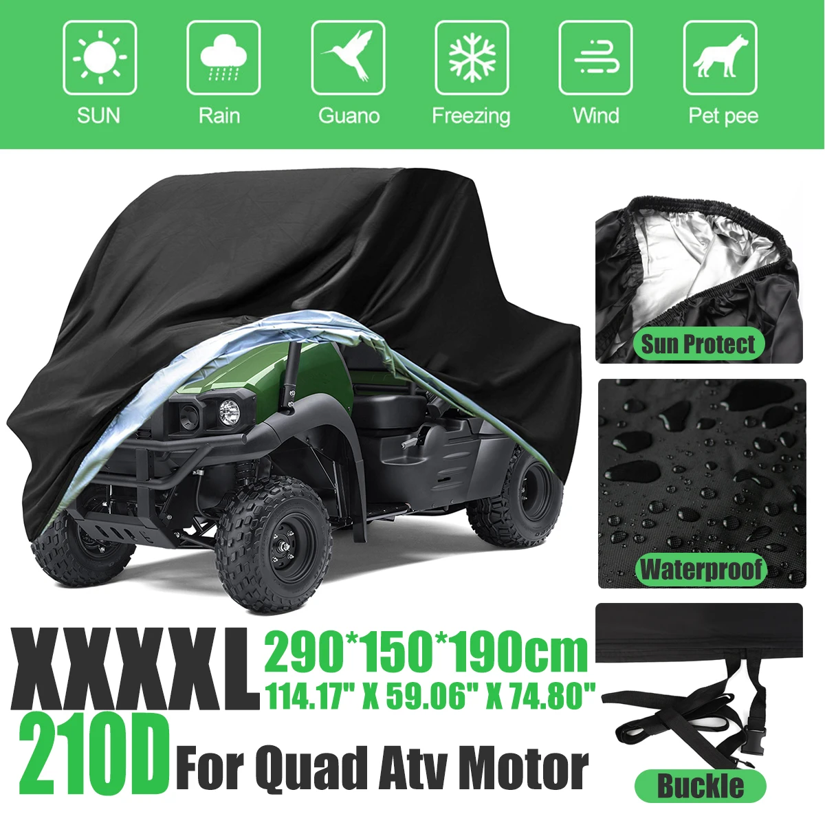 Max Motosports XXXXL Waterproof Motorcycle Cover – Outdoor UV Rain Dust Protector W/ Storage Bag