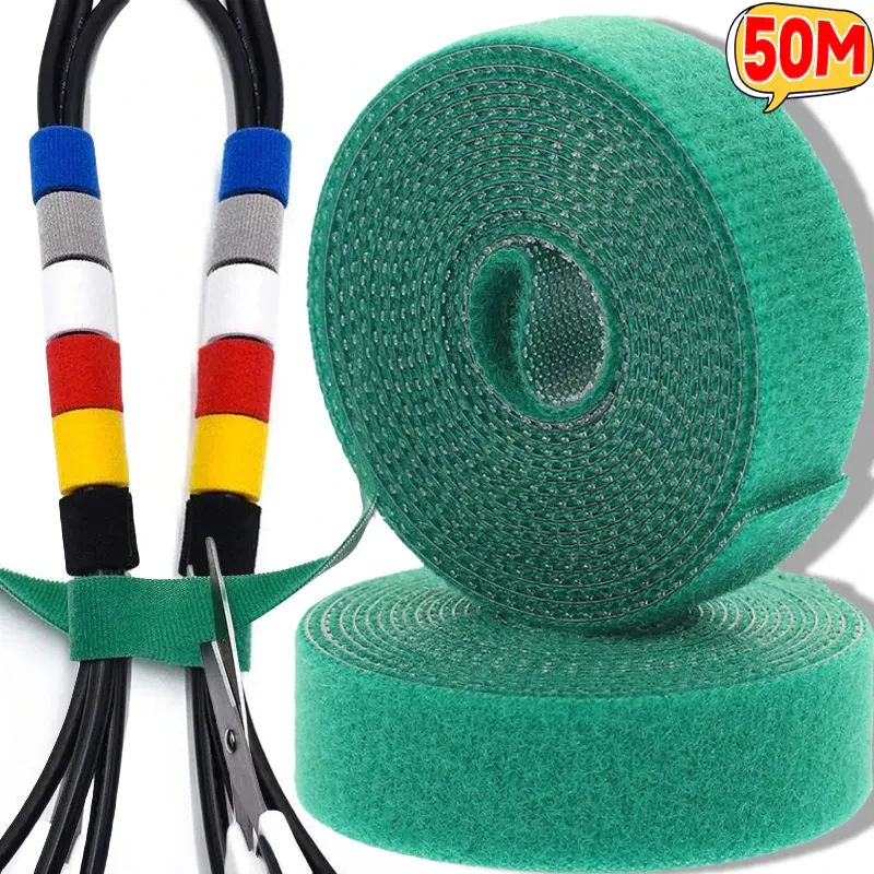 Reusable Cable Tie Loop Bundle Self Adhesive Fastener Tape Strip Wire Holder Organizer Adjustable Nylon Strap Plant Bandage Ties