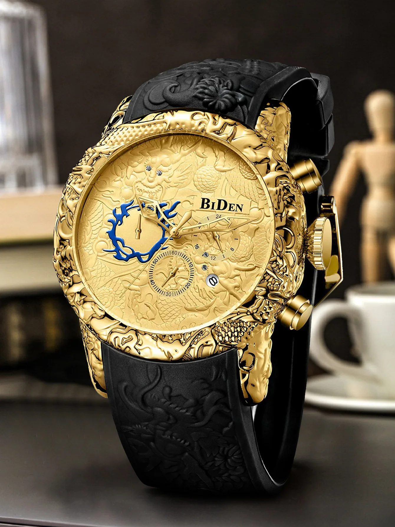 Men's personality fashion watch waterproof calendar multi-function watch holiday gift