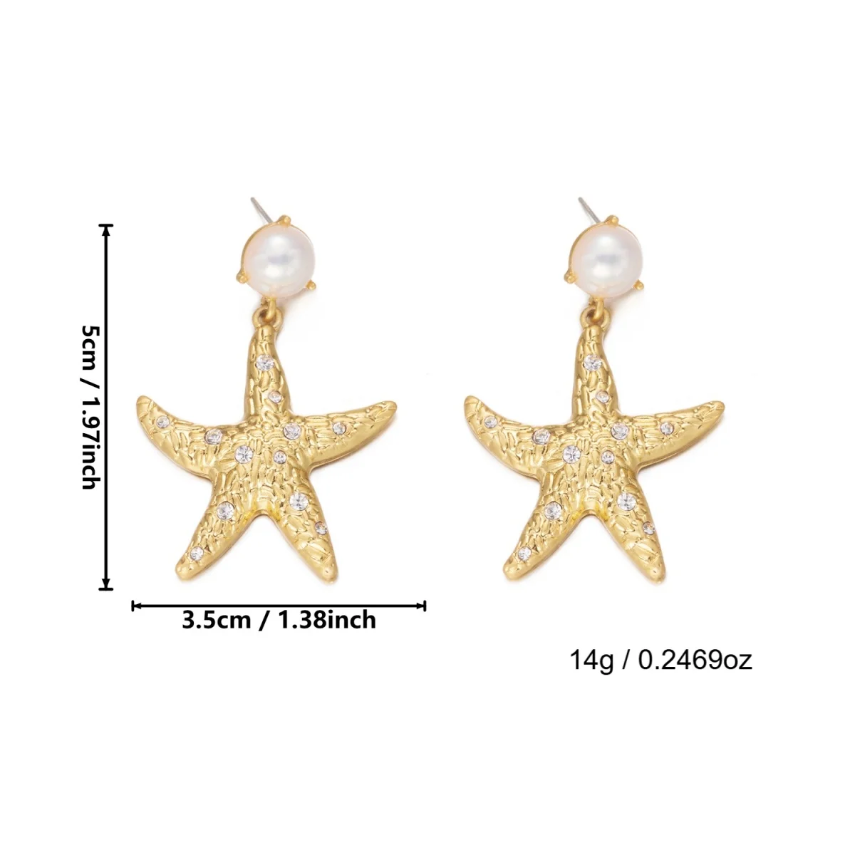 Strass-Imitationsperlen-Seestern-Halsketten-Ohrring-Set für Damen und Herren, trendiges Seestern-Boho-Ozean-Strand-Urlaubsschmuck-Set – Detail 27