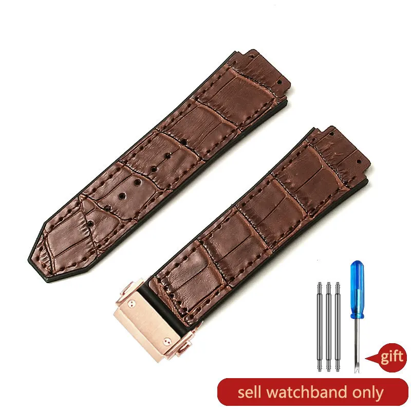 Hublot Yubo Watch Classic Fusion Series Leather Silicone Watchband with Tool, 19mm, Convex Interface