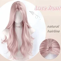 Perruque rose pour femmes perruques de Cosplay longues ondulées perruque synthétique douce naturelle pour un usage quotidien vie scolaire perruque Lolita rose 2
