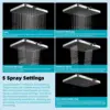 Hibbent Rain Shower Head, 13'' High Pressure Rainfall Square 5 Spray Mode Showerhead with 16" Shower Head Extension Arm 2