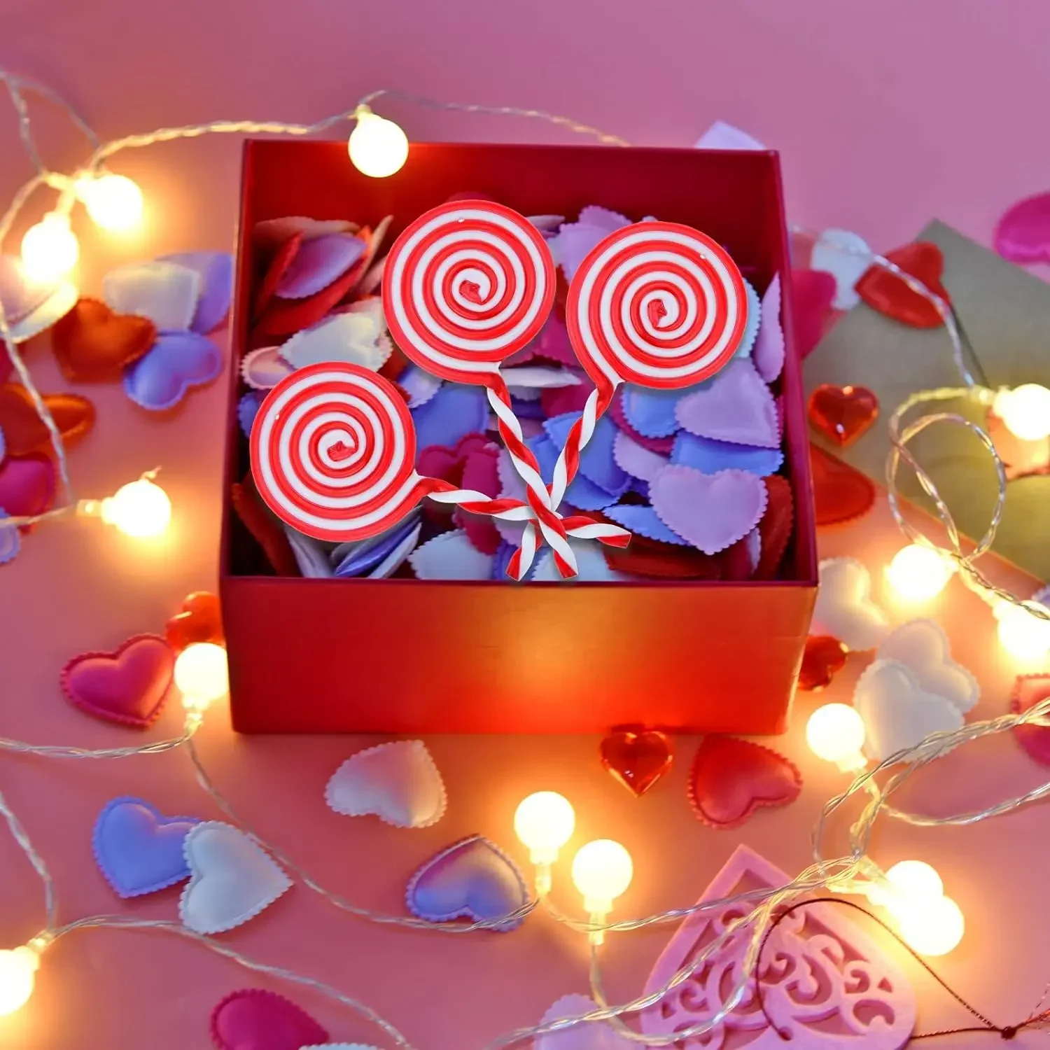Christmas Lollipop Ornament Christmas Tree Ornament White and Red Valentine's Day Decorations 9/6/3/1Pcs