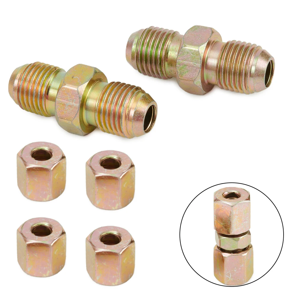 Brake Pipe Unions Pipe Unions Reliable 10mm x 1mm 2 Way Inline Brake Connectors with Male + Female Nuts for 3/16