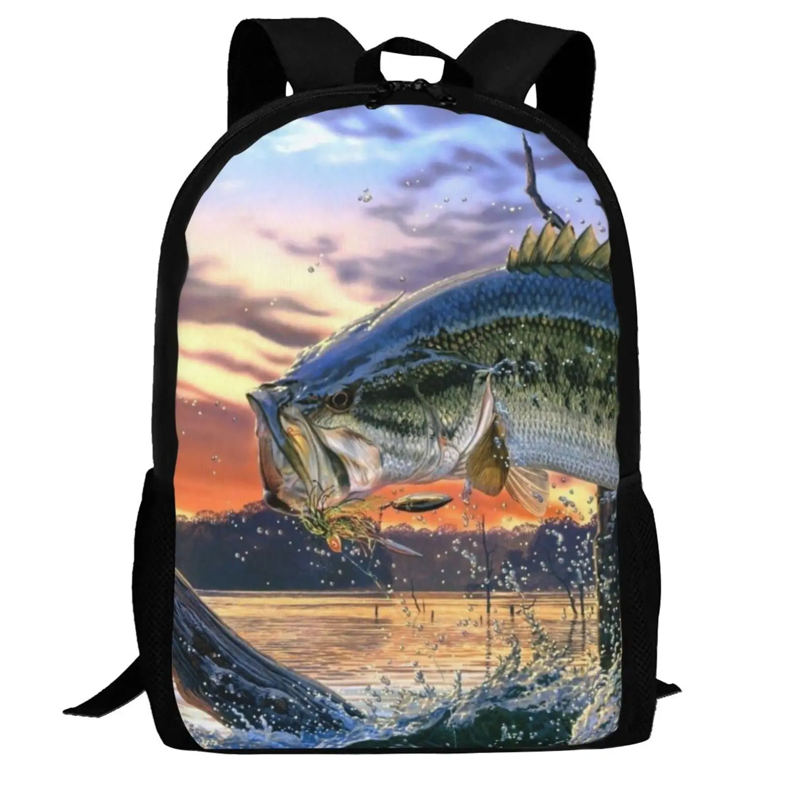 Tropical Fish 3D Print Kids School Bag Bagpack with Side Pocket 16Inch Book Bags for Teen Boys Girls Backpack Student Rucksack