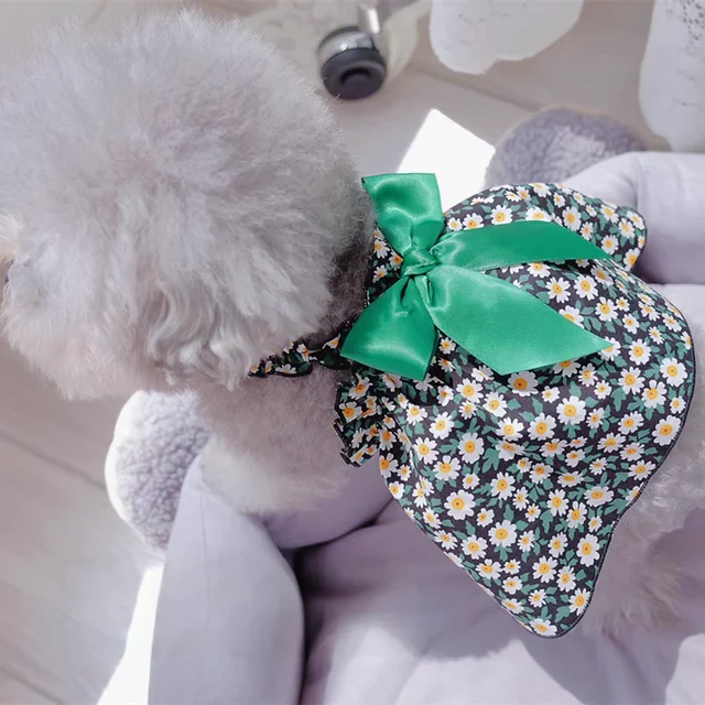 Fashion Cat Pet Dog Dress Sleeveless Cyan Flower Slim Style Cat Princess Dog Dresses Summer Clothes Puppy Skirt Chihuahua Bichon 5