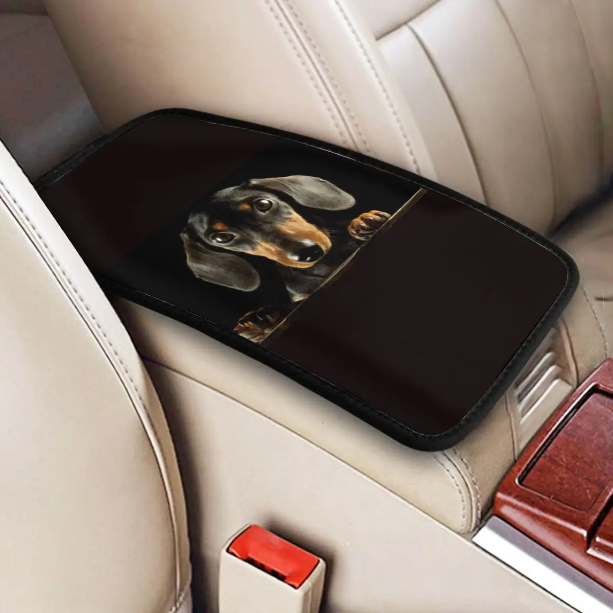 

Cute Dachshund Dog Center Console Pad Box Customized Puppy Pet Car Armrest Cover Box Protective Interior Cushion Storage Box