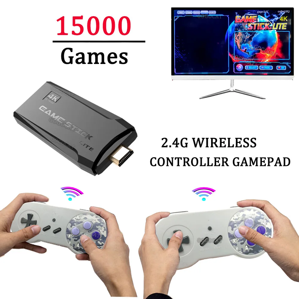 Wireless Super Game Stick Lite Box Retro 4k 15000 Games In Portuguese Mini  Console Retrogaming For Arcade/Snes/Ps1 For Kid/Child| | - AliExpress