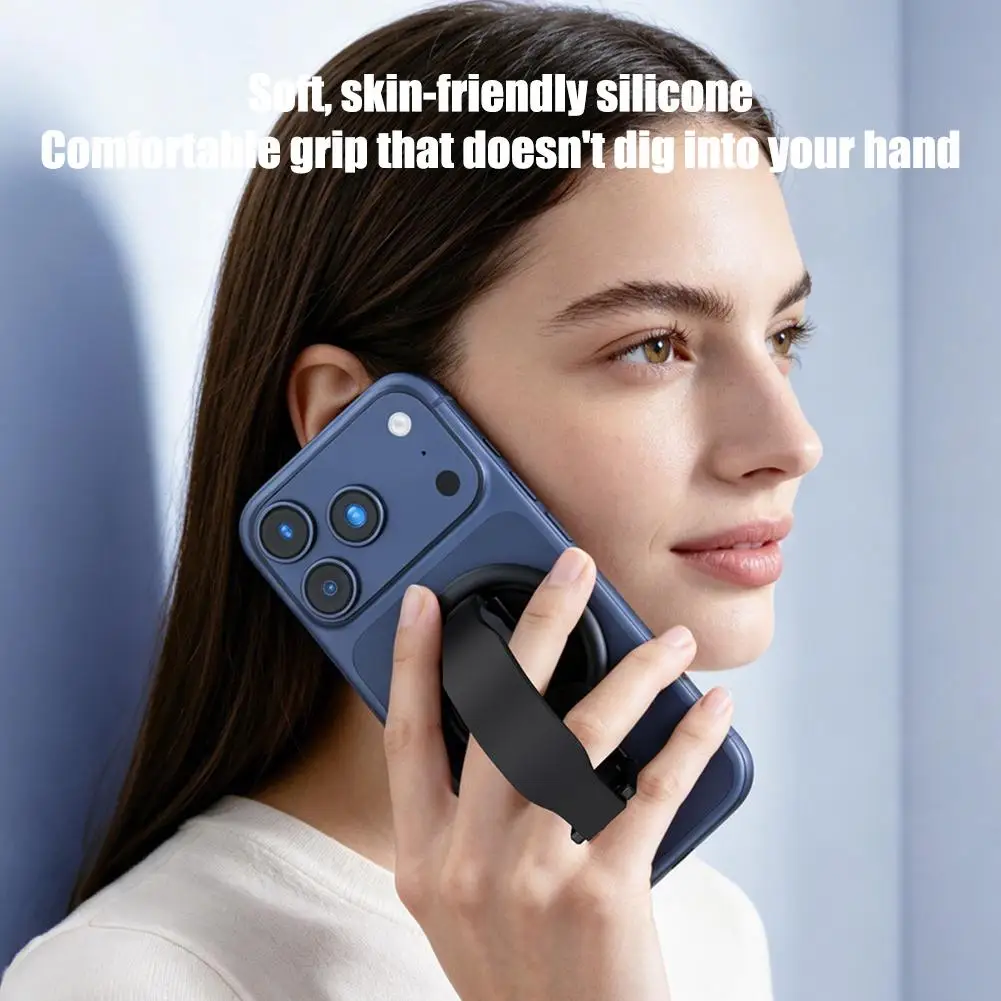 Magnetic Silicone Grip Foldable Phone Holder with Hand Strap